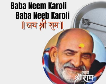 Baba Neem Karoli Baba Neeb Karoli Jai Shree Ram Button for our devoted Neem Karoli Bhakth Hanuman bhakt Sanatan gift ideas Hanuman Jayanti