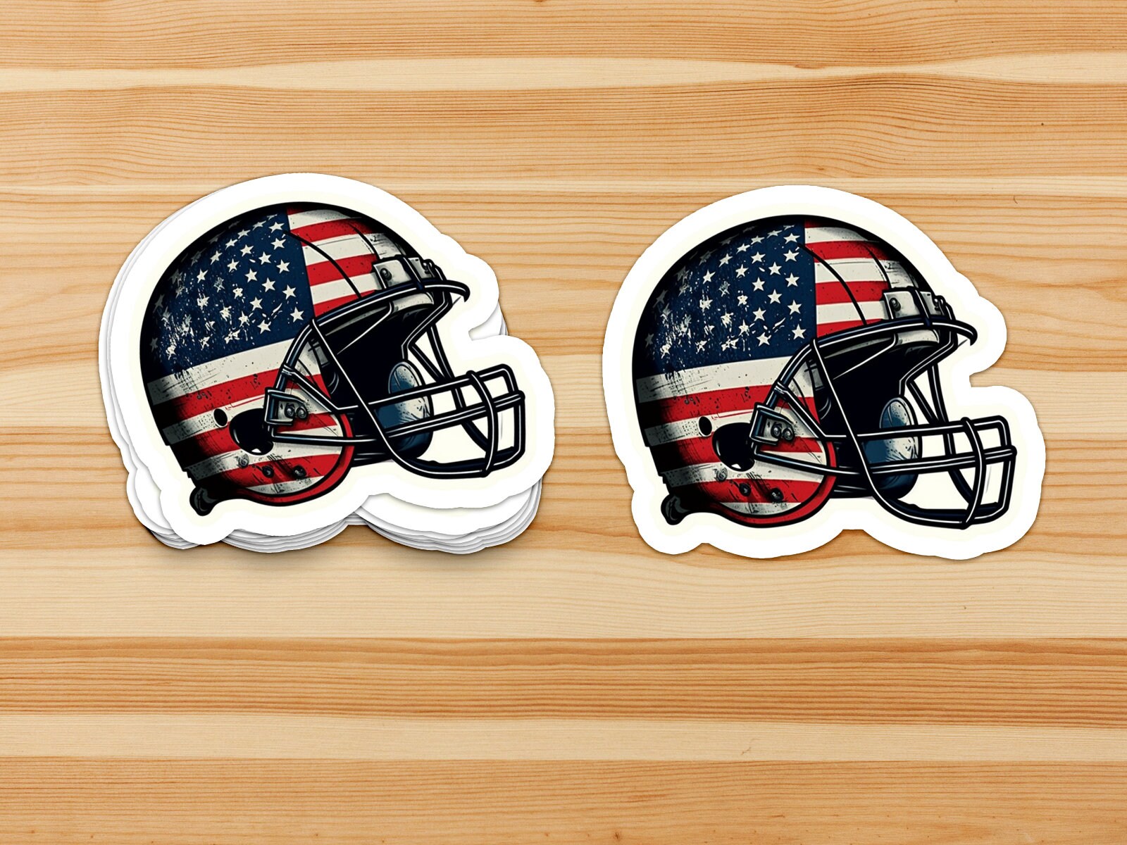 US Flag Royal Chrome Football Helmet Decals - 4 Pack, 3M 20MIL Vinyl