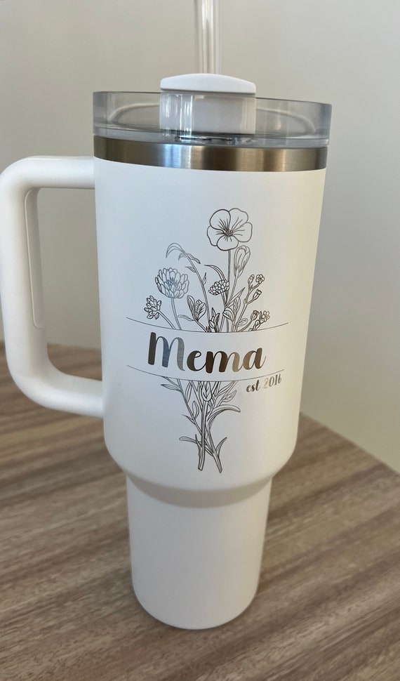 Personalized Stanley Tumbler for Grandma Baby Announcement Gift Gift for  Mom Wildflower Stanley Tumbler Gift for Nanny Mothers Day 