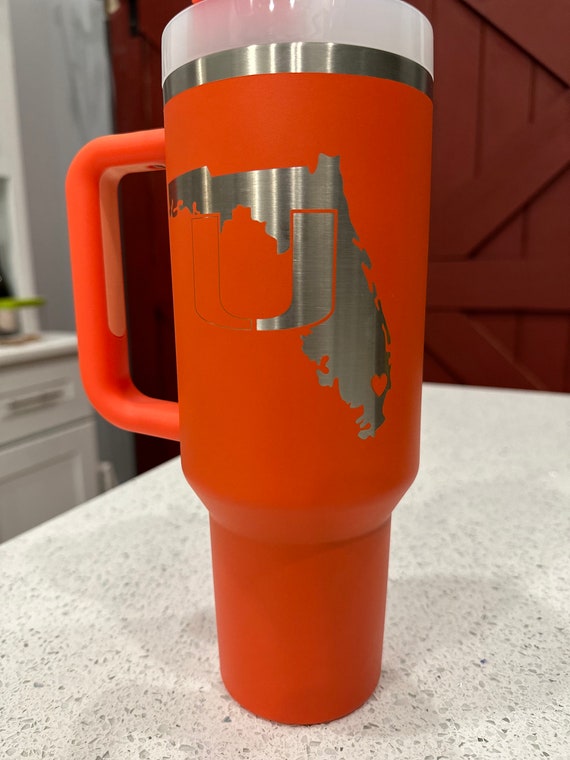 Personalized 40oz Stanley Miami Hurricanes Tumbler Custom Yeti