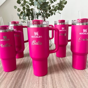 In Stock! Sublimation 40oz Glitter Tumblers With Handle Stainless Steel  Insulated Travel Coffee Mugs - Stylish Stanley Tumbler - Pink Barbie Citron  Dye Tie