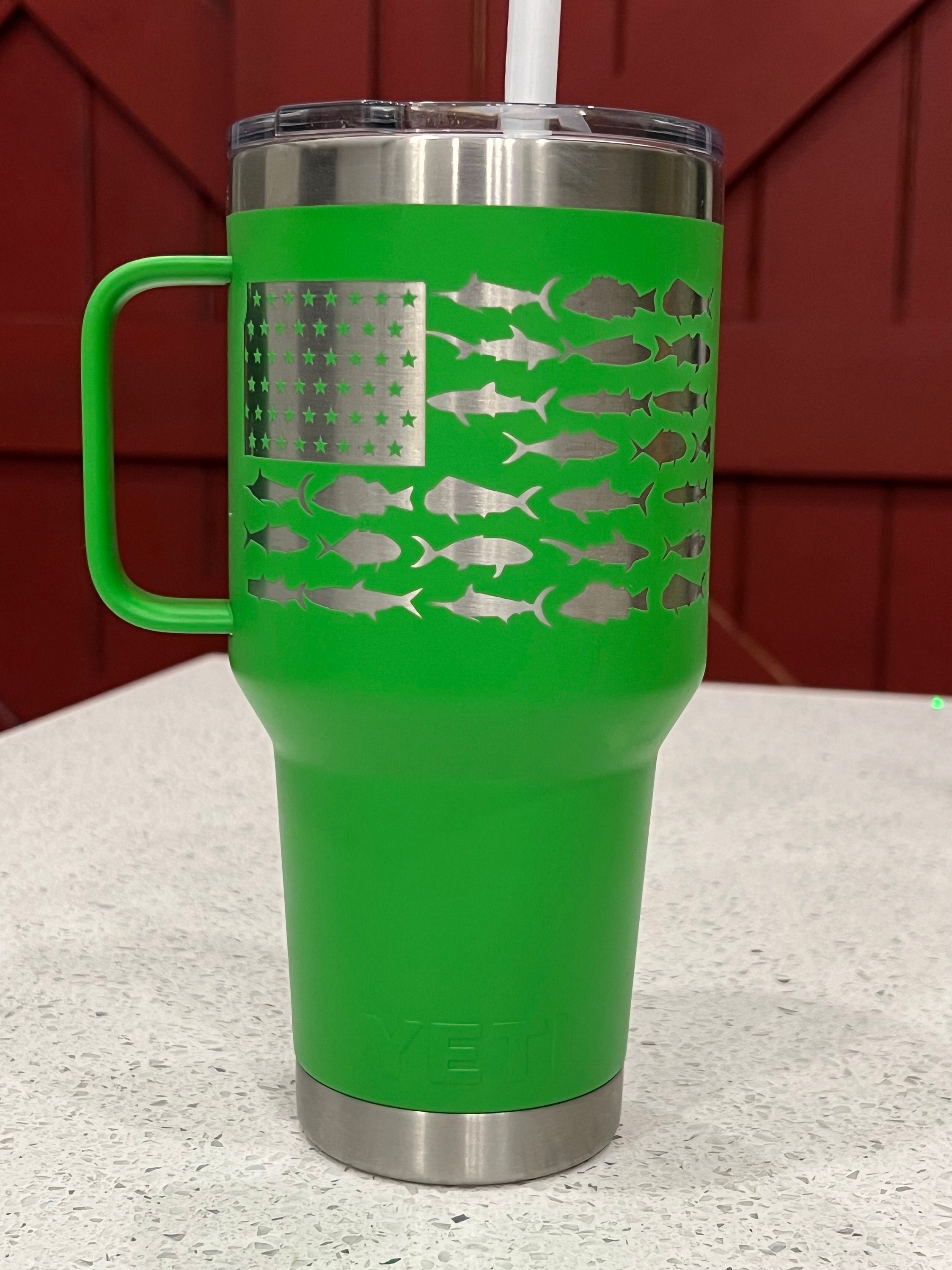 REAL YETI 25 oz. Rambler with Straw Lid Laser Engraved Canopy Green  Stainless Steel Yeti Rambler Vacuum Insulated YETI