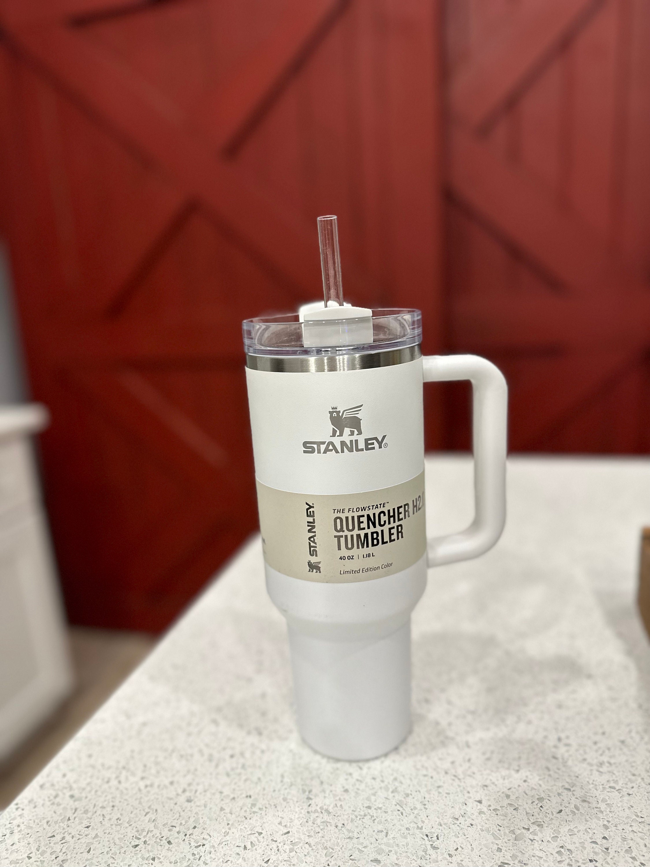 40 oz Personalized Tumbler with Straw - The White Invite