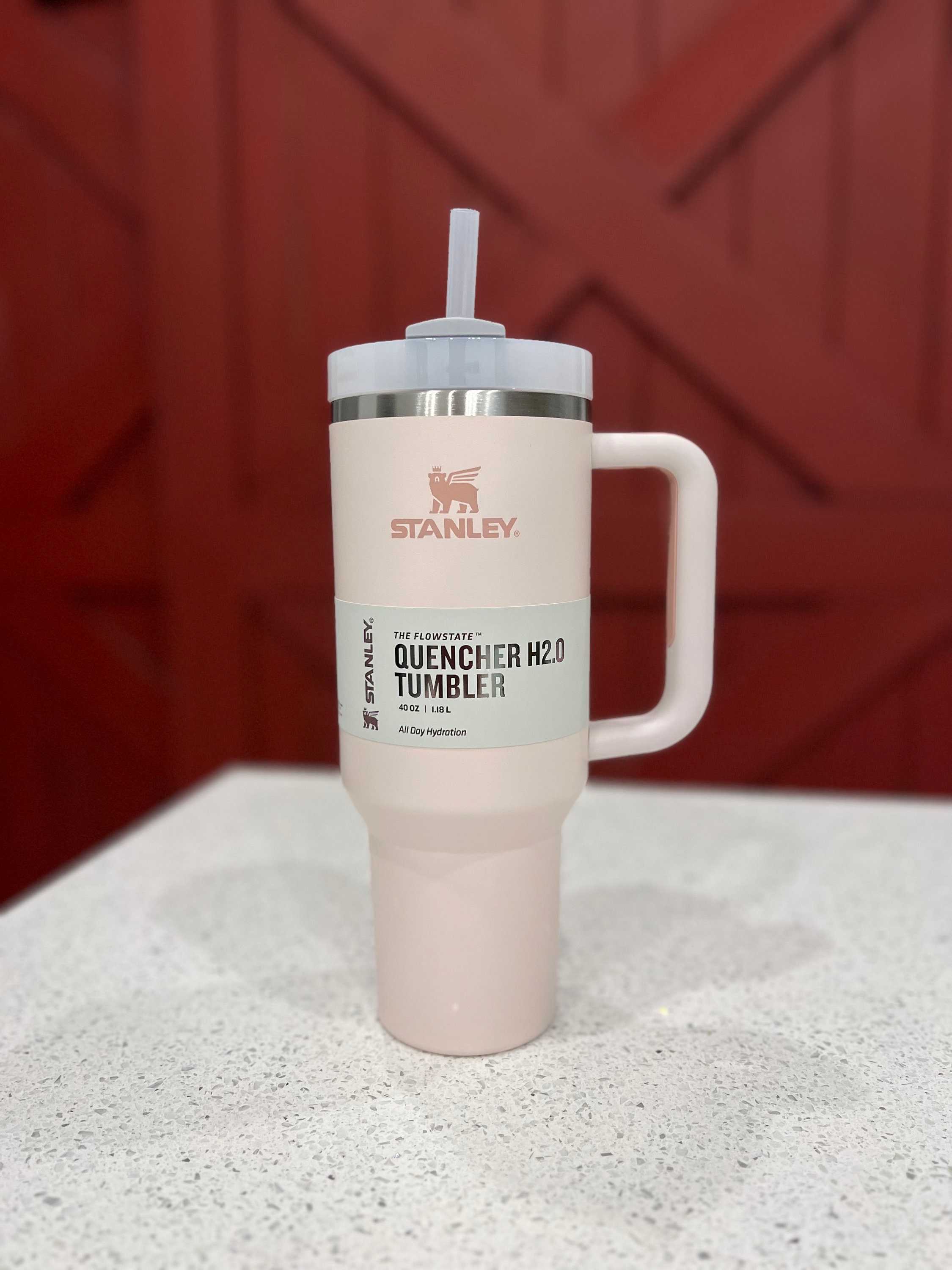 40 oz Personalized Tumbler with Straw - The White Invite