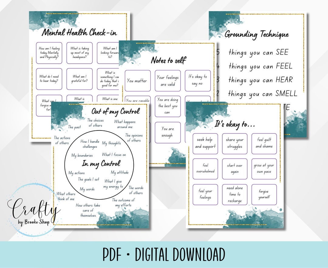 Therapy Office Decor Bundle Digital Print Mental Health Decor Teal - Etsy