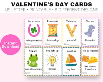 Cute Animals Valentine's Day Cards for Kids, Printable V-day Cards ...