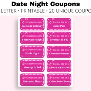 20 Date Night Gutscheine | Sofort Download