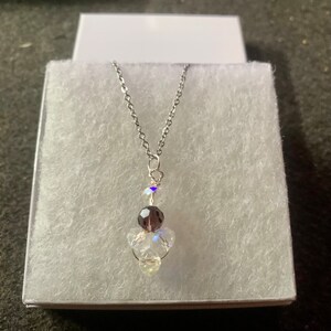 Handcrafted faceted crystal  8mm bead pendant 18” stainless steel chain