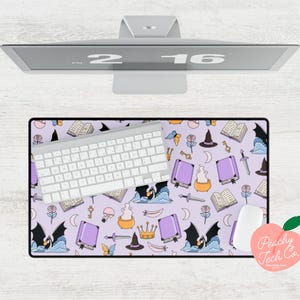 Purple Fantasy Book Trope Desk Mat | Non-Slip Rubber Base | Available in 3 Sizes!
