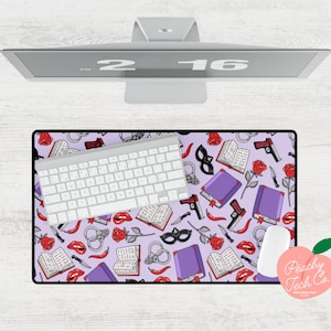 Purple Dark Romance Book Trope Desk Mat | Non-Slip Rubber Base | Available in 3 Sizes!