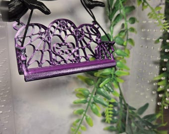 3D printed Magnetic Tree Branch with Gothic Bench Swing Jumping Spider Hide Small Terrarium Decor