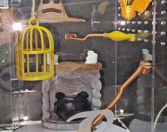 3D Printed and Handpainted Wizard Themed Jumping Spider Enclosure Decor Set