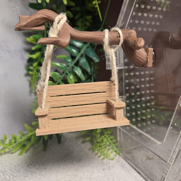 3D printed Magnetic Tree Branch with Bench Swing Jumping Spider Hide Small Terrarium Decor