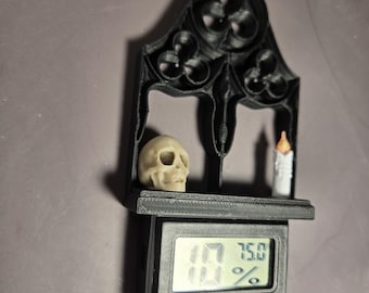 3D printed Gothic Shelf Hygrometer Gauge Jumping Spider Hide