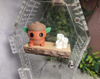 3D printed Log Platform with Acornling Jumping Spider Hide Magnetic