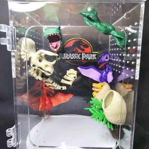 3D Printed and Handpainted Dinosaur Park Themed Jumping Spider Enclosure Decor Set