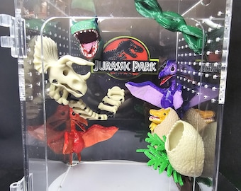 3D Printed and Handpainted Dinosaur Park Themed Jumping Spider Enclosure Decor Set