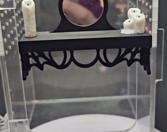 Estante magnético de bruja impreso en 3D con espejo y velas, plataforma de araña saltarina