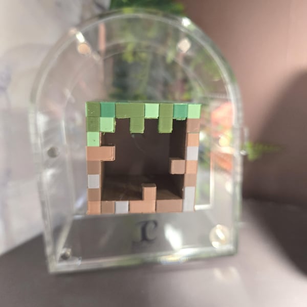 3D printed Gamer Grass Block, Dirt Block Platform Spider Hide