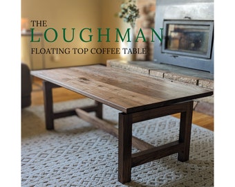 Walnut Loughman Coffee Table | Walnut Hardwood Handmade Floating Top Coffee Table. Modern Elegant Living Room Table. Custom Sizes Available