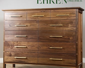 Mid-Century Walnut Dresser Large Modern Dresser Bedroom Storage
