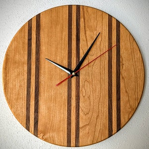 Cherry and Walnut Hardwood Hanging Wall Clock Real Wood| Handmade Square Clock made with solid wood