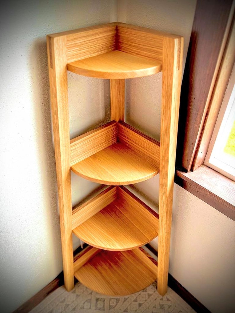 Desmond Corner Bookshelf White Oak Modern Book & Decor Corner Shelf