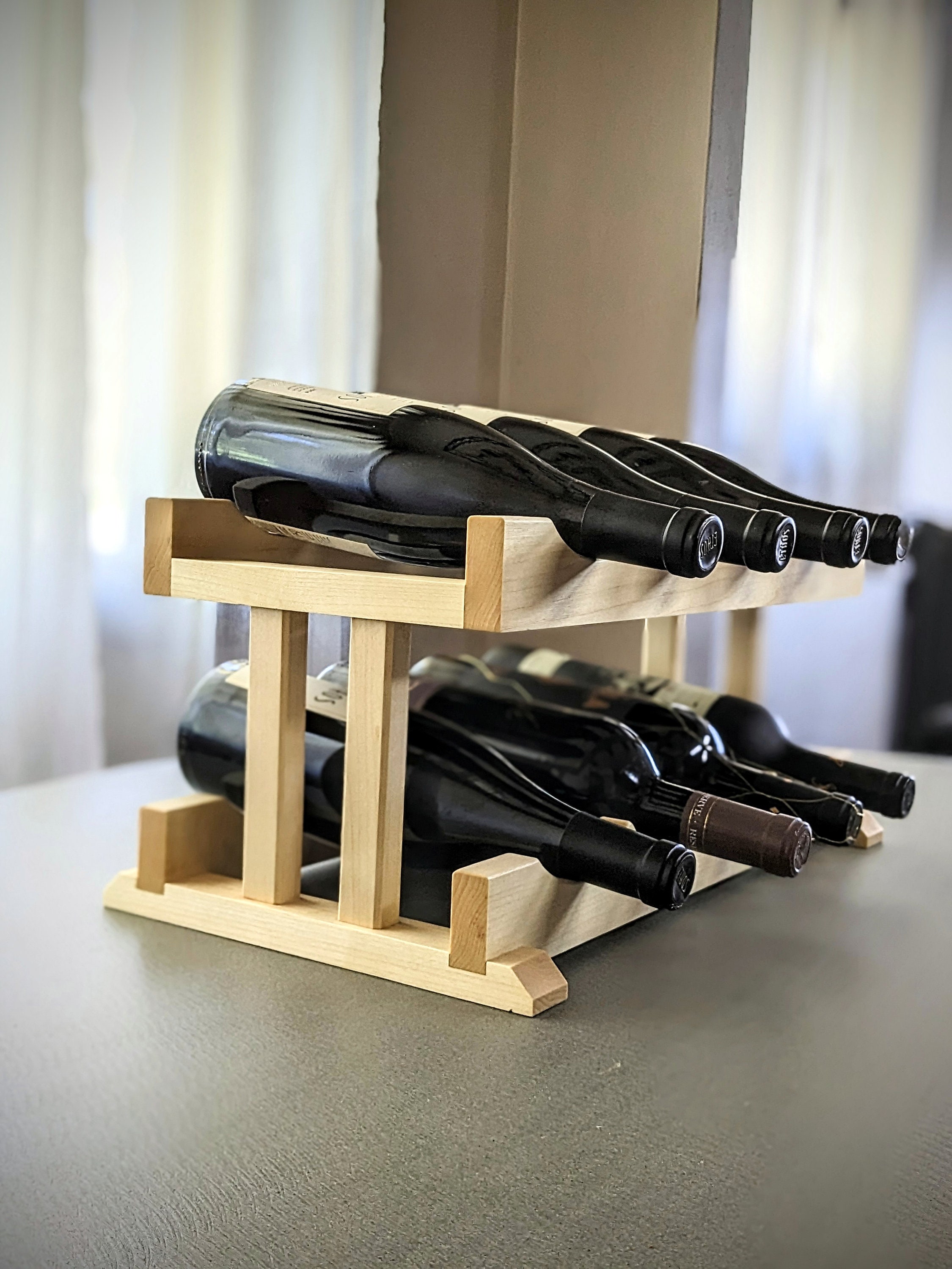 Aspen Countertop & Bartop Wood Wine Rack Elegant Two Tier Wood