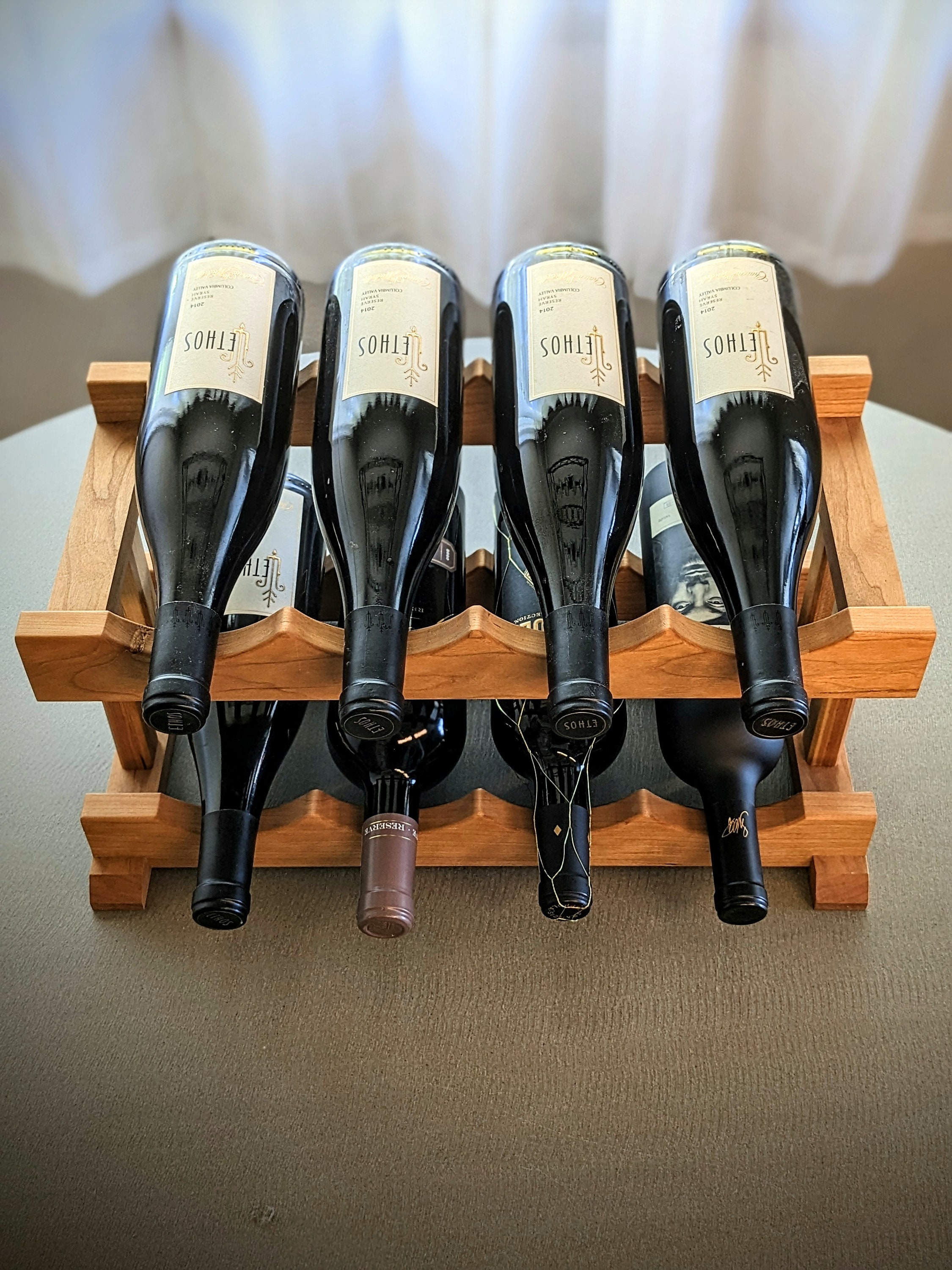 Cherry Countertop & Bartop Wood Wine Rack Elegant Two Tier - Etsy