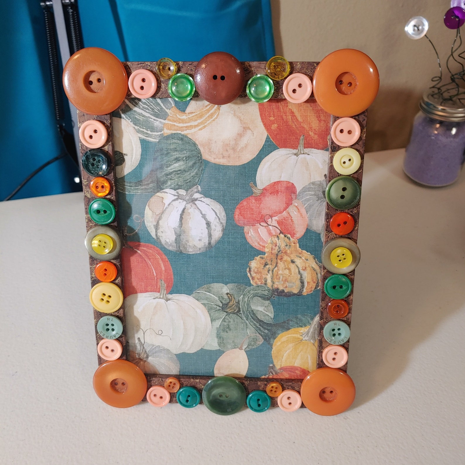 Fall Colors Vintage Button Picture Frame - Etsy