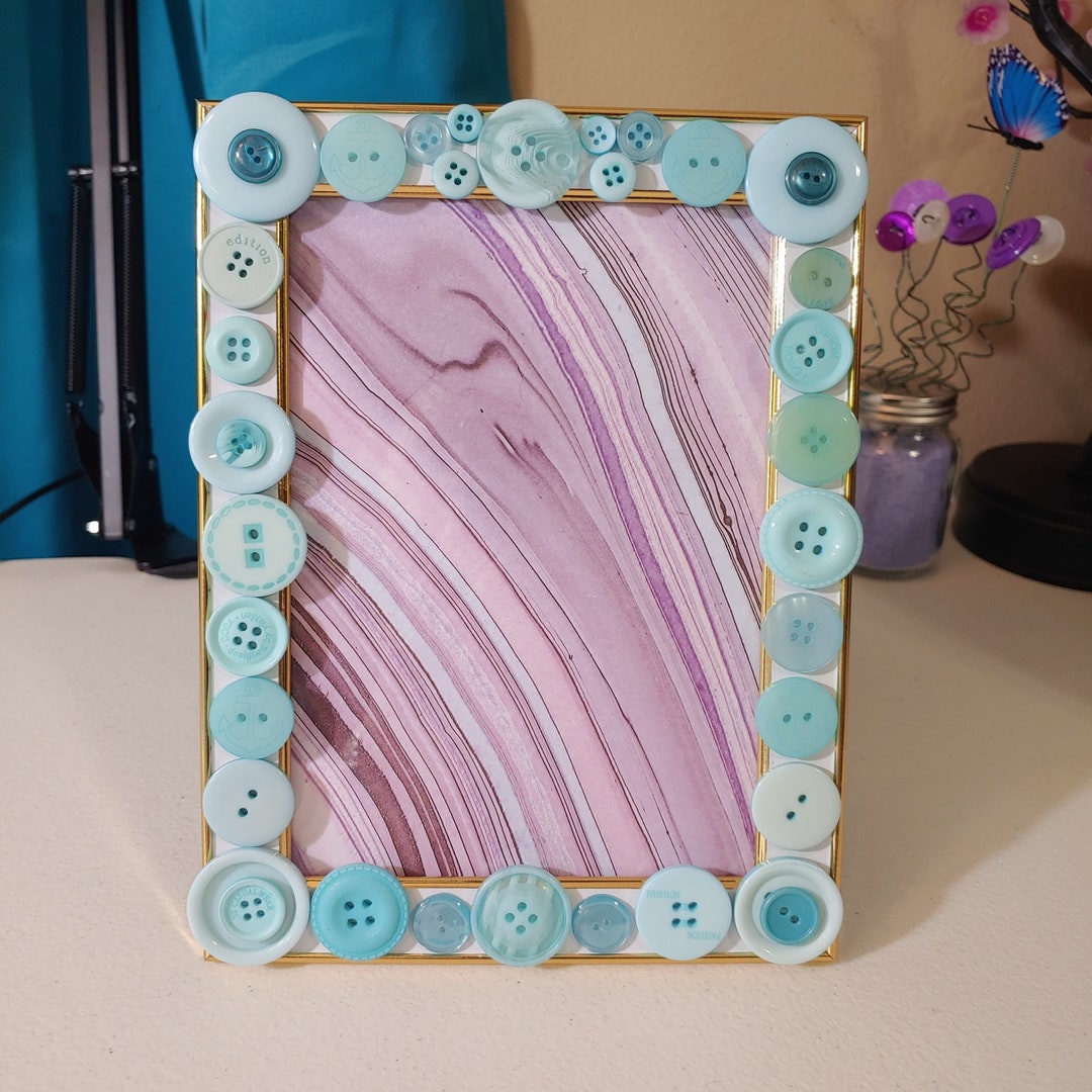 Turquoise Vintage Button Picture Frame - Etsy