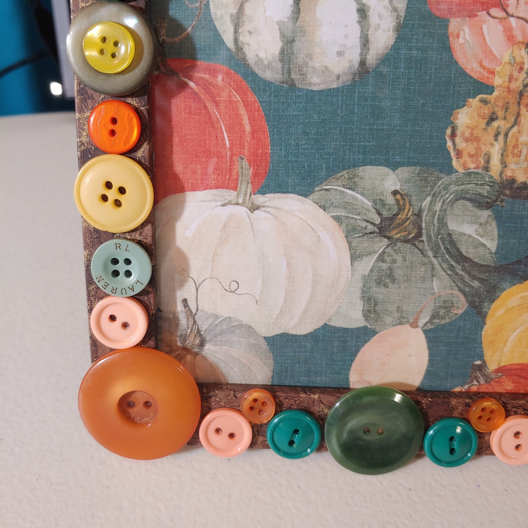 Fall Colors Vintage Button Picture Frame - Etsy