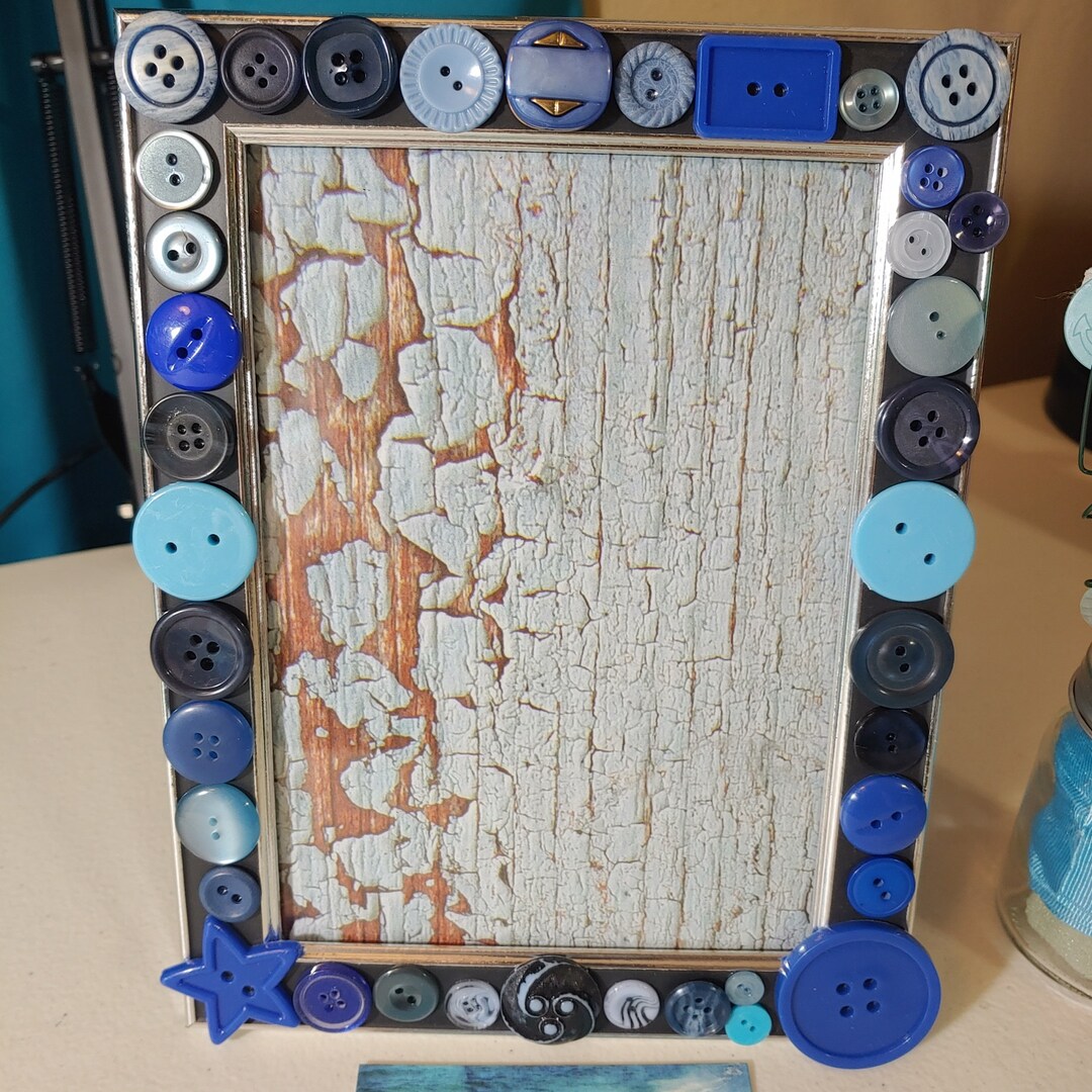 Blue Vintage Button Picture Frame - Etsy
