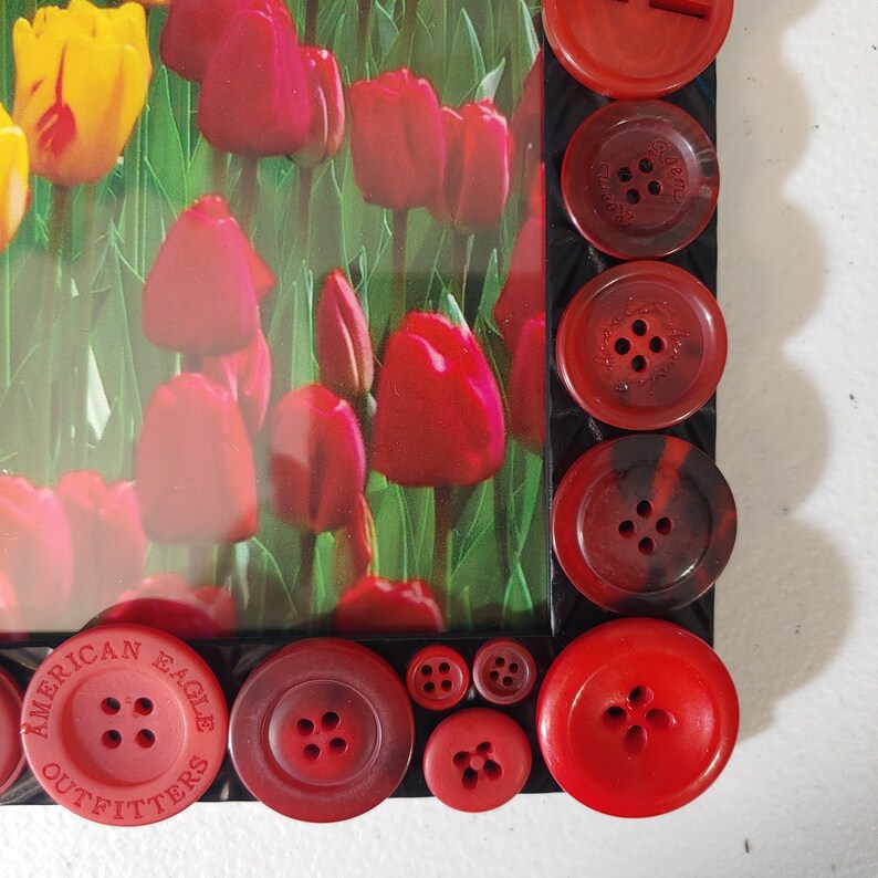 Red Vintage Button Picture Frame. - Etsy