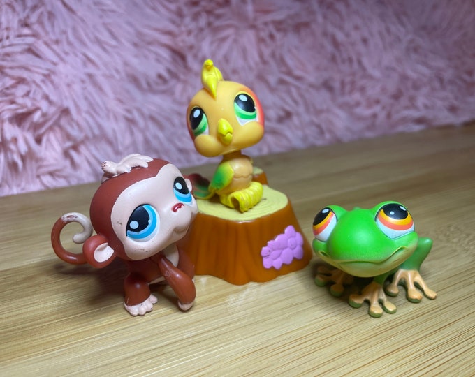 Littlest Pet Shop Cockatoo #120, Monkey #304, & Frog #264 With ...