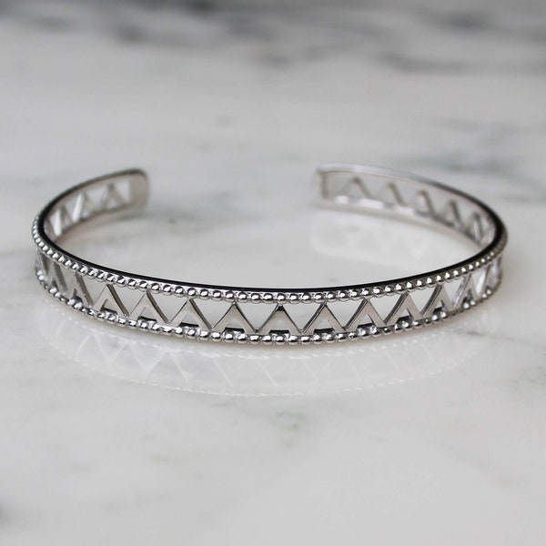 Bracelet jonc argent massif style ethnique