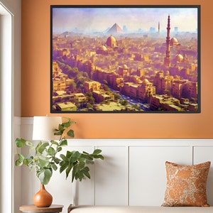 Vivid Cairo Travel Art, Elegant Egypt Home Decor, Unique Cairo Poster Wall Art, Travel Gift for Home