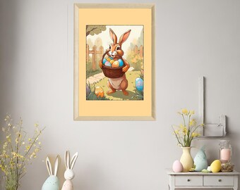Easter Bunny Wall Art |Easter Egg Decor |Easter Themed Wall Art |Spring Bunny Art |Bunny Rabbit Canvas Art |Spring Holiday Decor |Easter Art