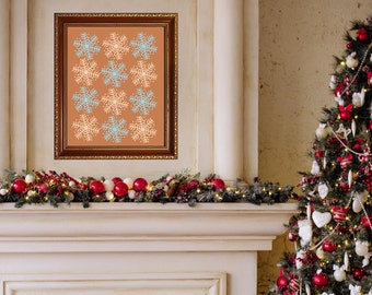 Snowflakes Pattern Print |Snowflake Line Art |Christmas Wall Art |Festive Home Decor |Holiday Decor |Instant Download |Holiday Season Decor