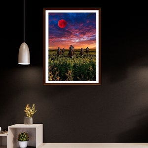 Halloween Leinwand |Gruselige Dekoration |Halloween Liebhaber Geschenk |Halloween Wandbild |Herbst Wohnkultur |Geheimnisvolle Vogelscheuche