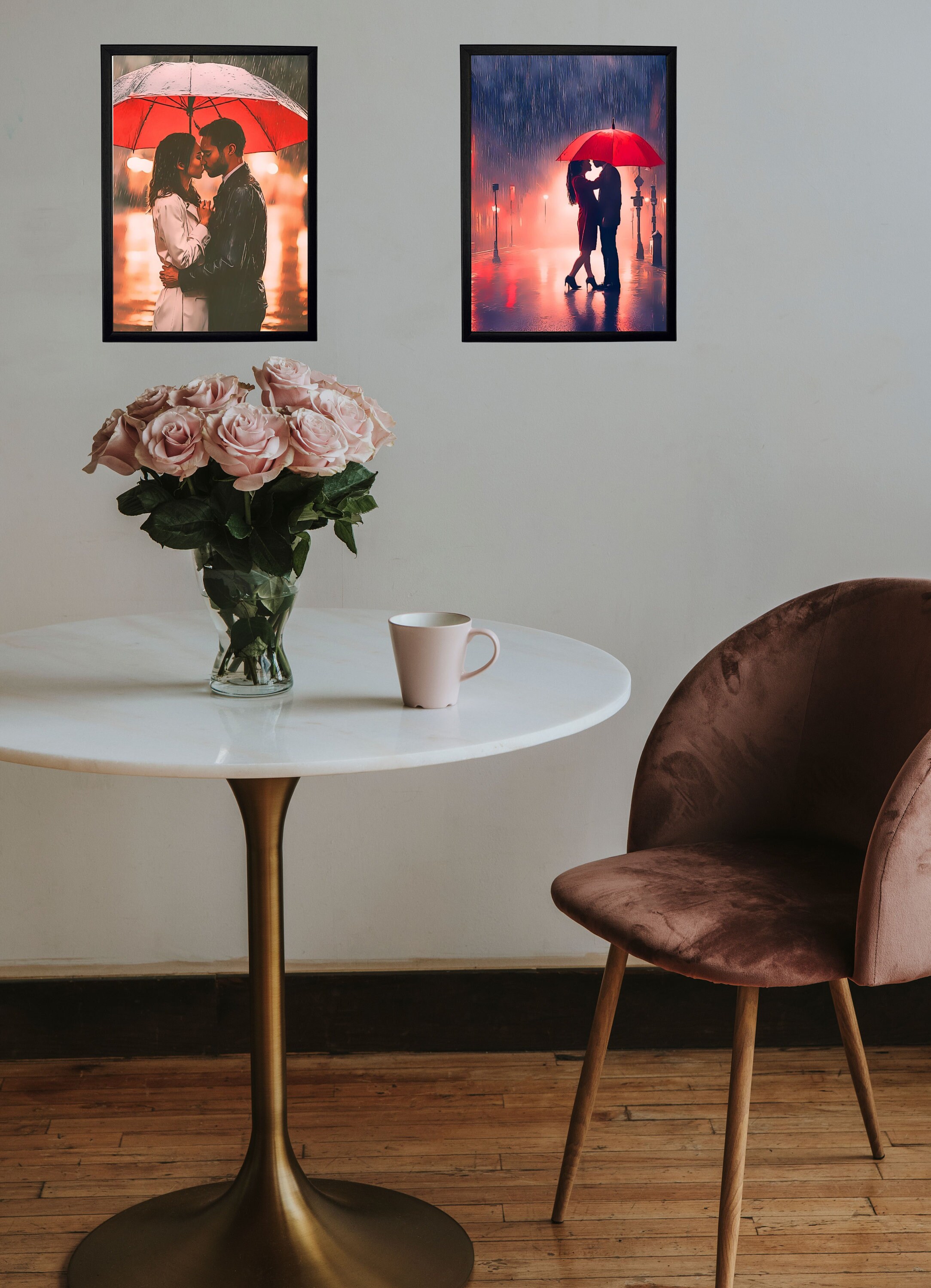 thumbnail image 2 of London Couple With Umbrella Framed Canvas Print - Romantic Wall Art, Ready To Hang 2 of 4