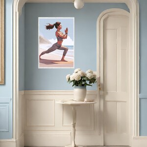 Yoga Girl Print |Yoga Pose Beach |Yoga Wall Art |Yoga Gifts |Yoga Wall Decor | Yoga Print |Gift For Yoga Lover |Beach Wall Art |Coastal Art