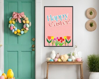 Cartello di Buona Pasqua / Arte murale stampabile di Pasqua / Decorazione murale minimalista di Pasqua / Download digitale di Buona Pasqua / Download istantaneo di Buona Pasqua
