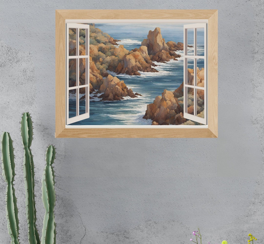 Open Window Poster |open Window Print | Window Frame Print |rocky Shore ...