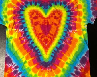 Handmade psychedelic heart tie-dye T-shirt (men’s size XL)