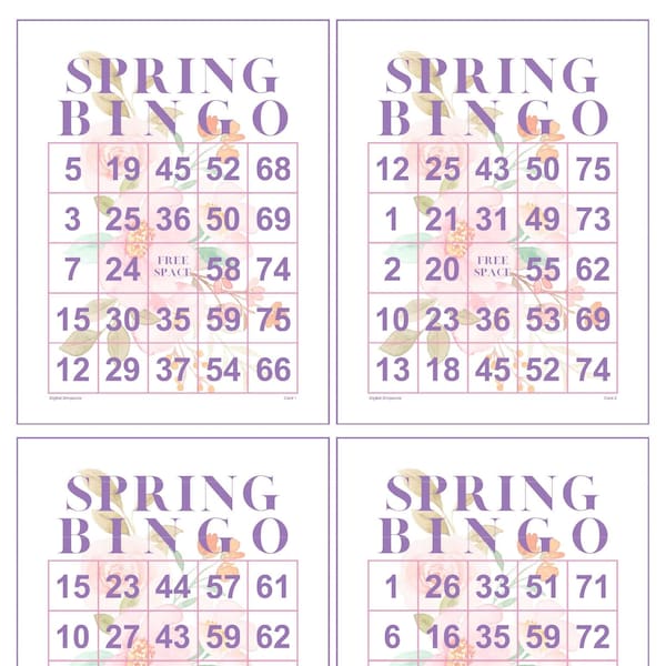 100 cartes de bingo de printemps à imprimer pour des soirées jeux amusantes et des événements sociaux