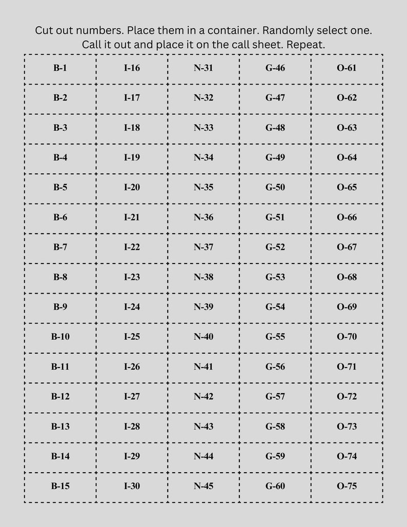 1000 Jumbo Printable Bingo Cards for Fun Game Nights and Social Events