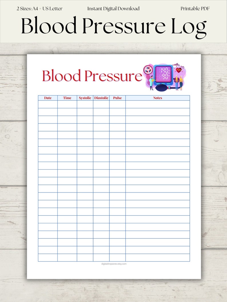 Blood Pressure Log Printable PDF - Il 794xN.6040539396 Gcjl