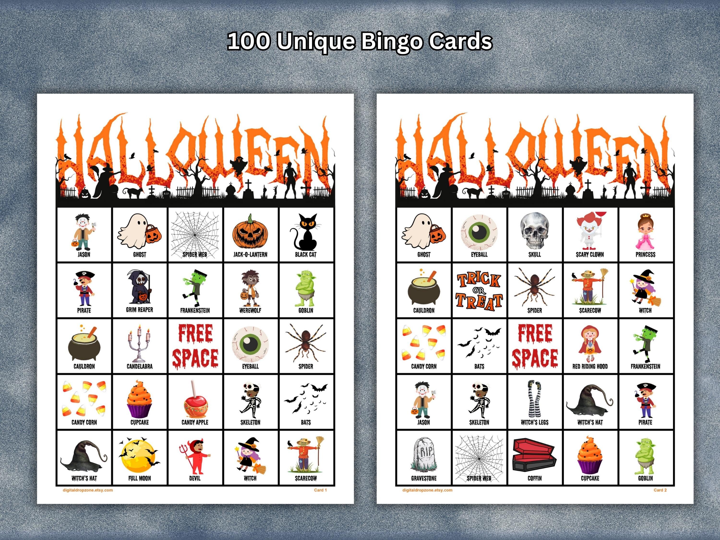 100 Halloween Bingo Cards - Etsy