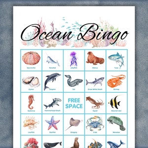 100 cartes de bingo océan